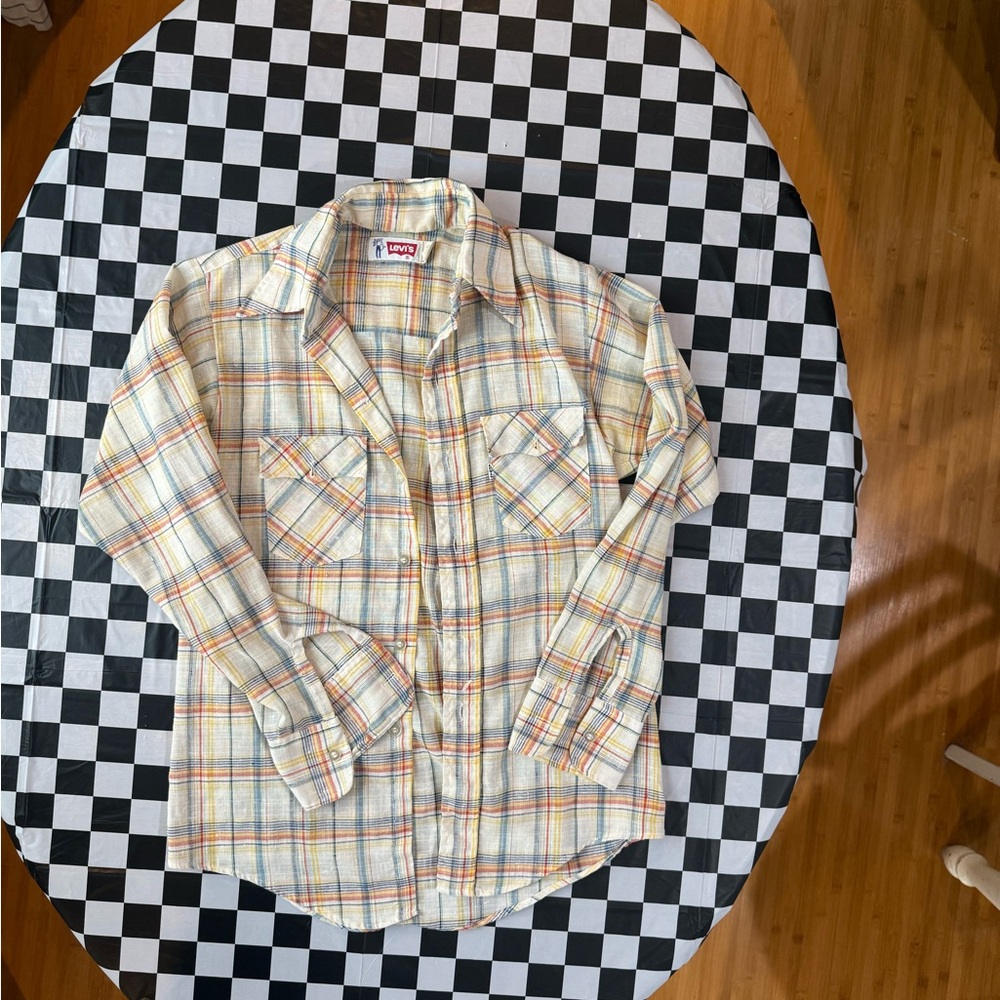 Levi's Beige and Orange Plaid Button Down Shirt